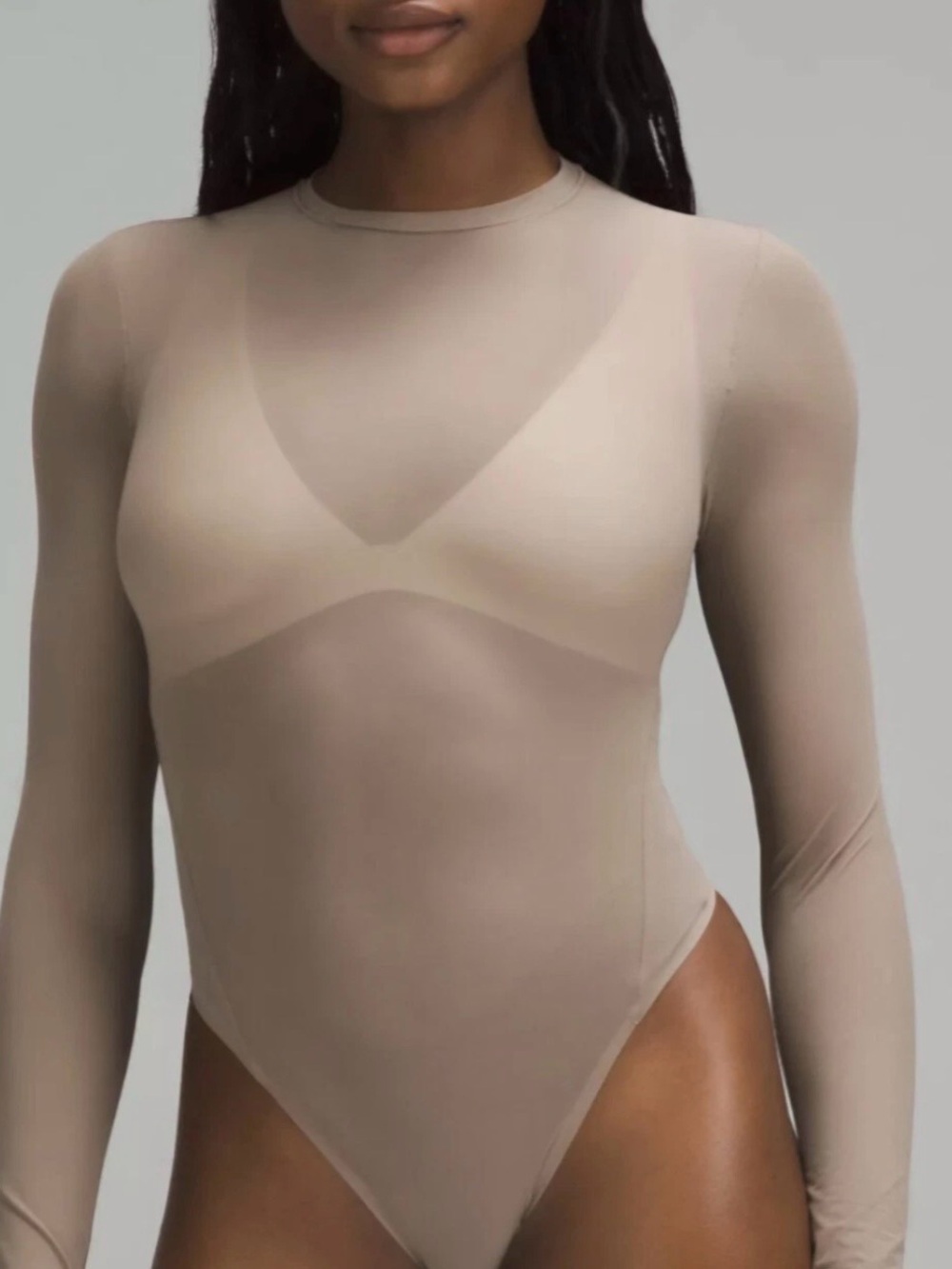 lululemon athletica Long Sleeve Sheer Bodysuit in Beige